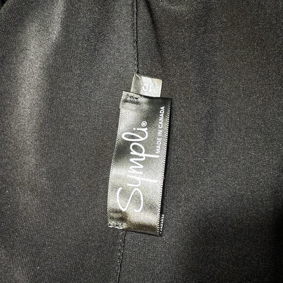 Sympli Black Fluid Jersey Knit Collared Long A-Line Tunic Top Sleeveless Size 10 - Picture 7 of 10